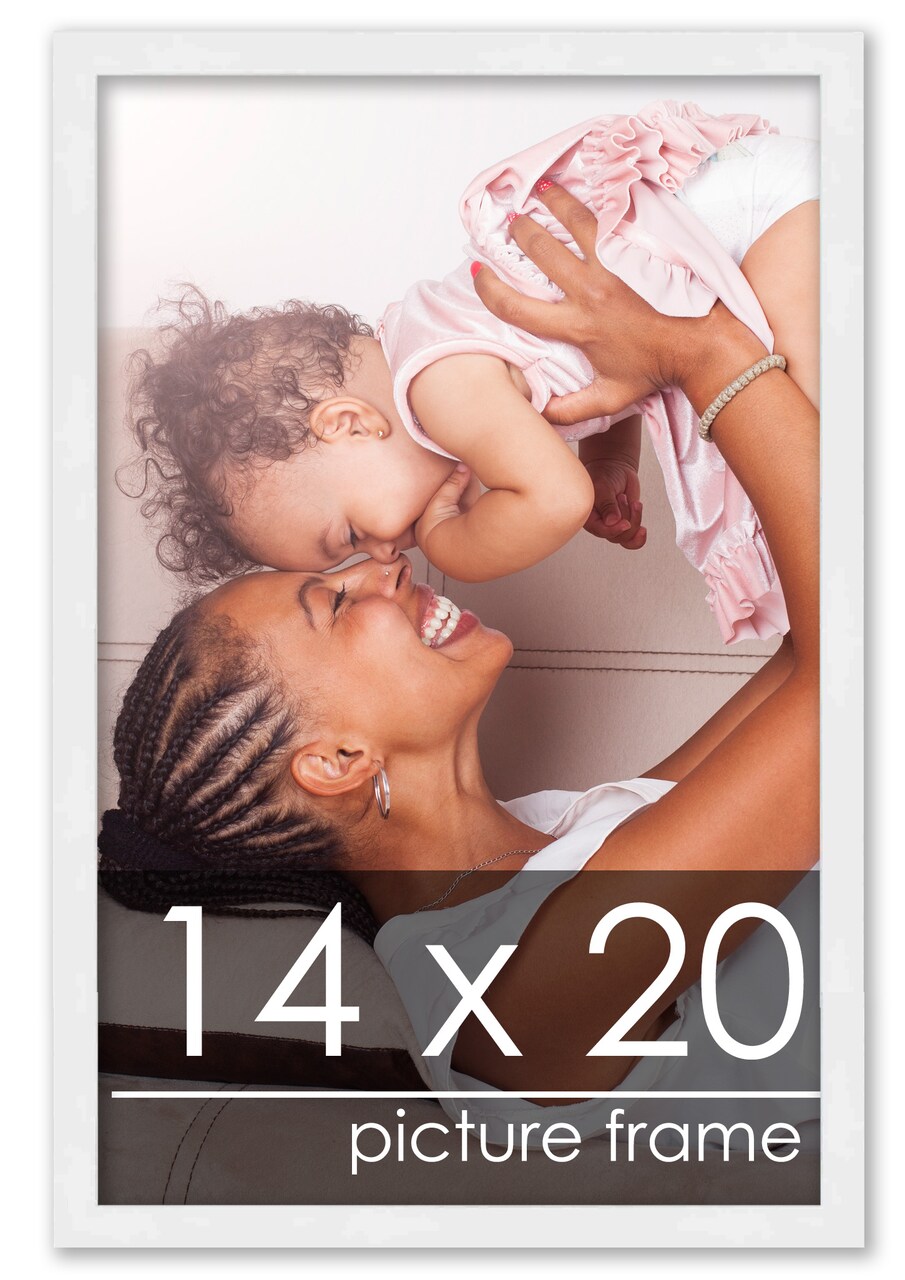 14x20 Solid Wood Picture Frame with UV-Resistant Acrylic & Acid-Free Backing, Available in 6 Finishes: Matte Black, Matte White, Metallic Bronze, Silver, Natural Wood Grain & Mahogany